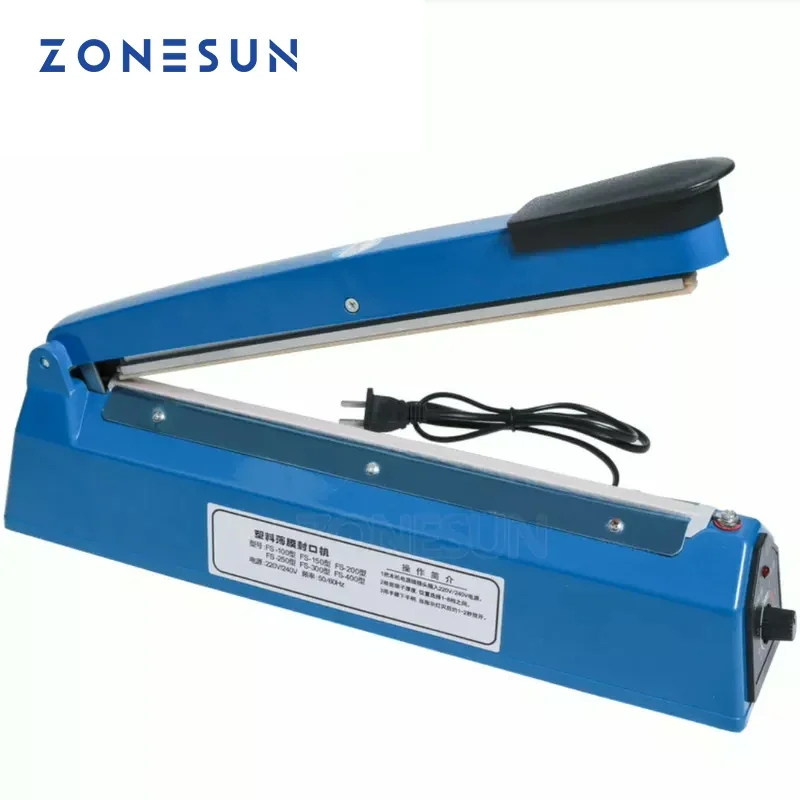 Plastic Bag Impulse Heat Sealer - Máquina de Selagem Manual ZONESUN ZS-FS200,