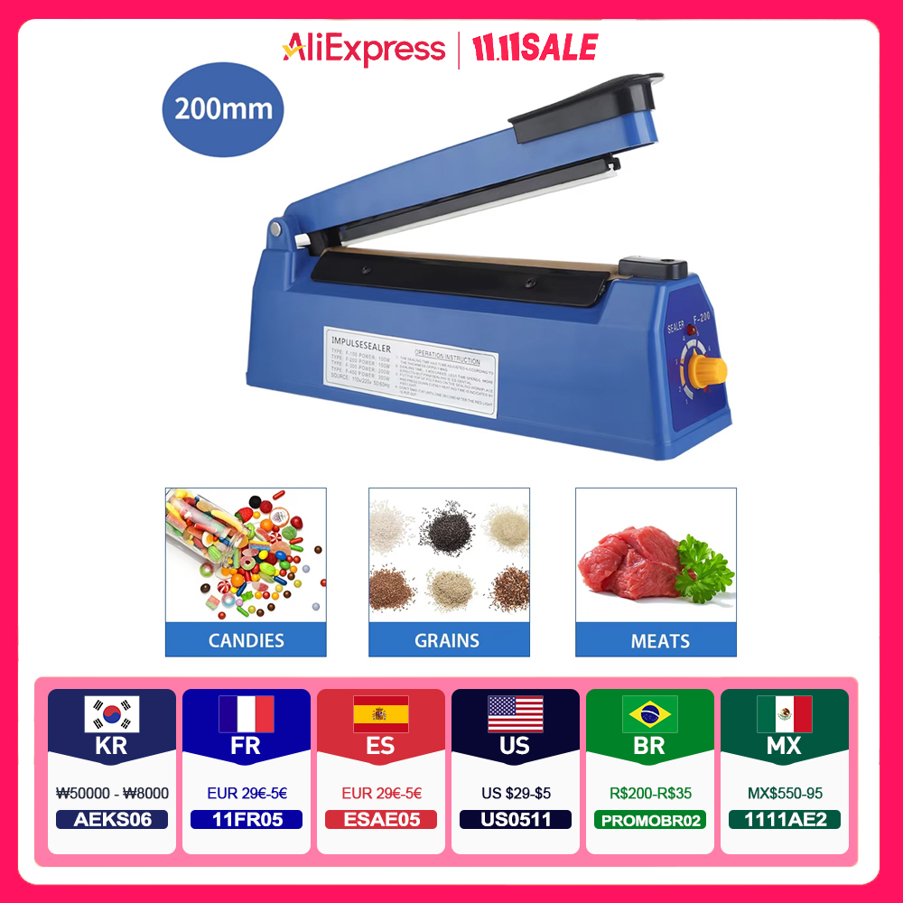 Plastic Bag Impulse Heat Sealer - Máquina seladora térmica manual do aferidor