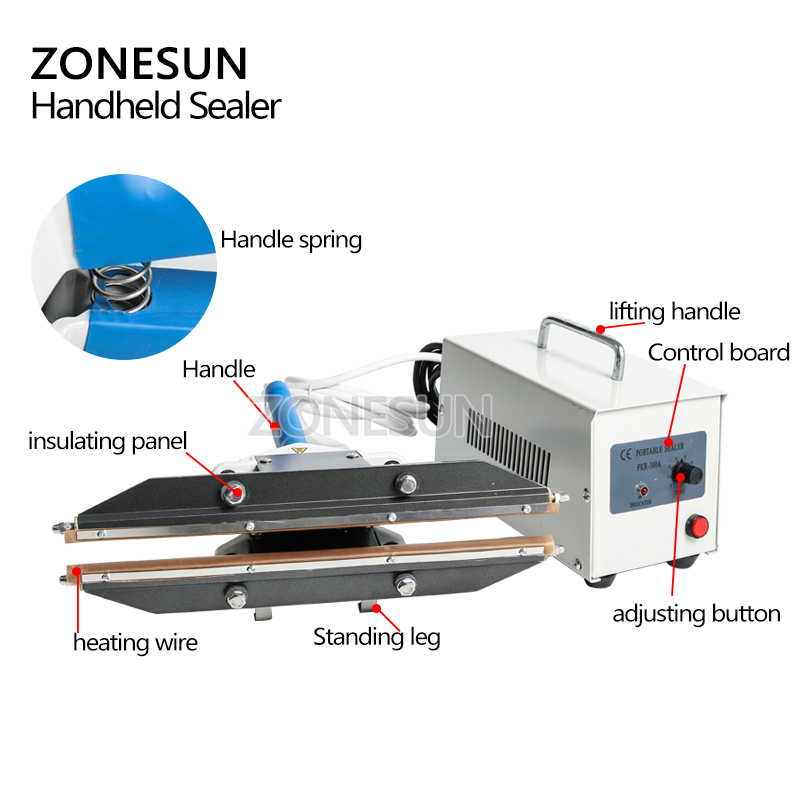 Plastic Bag Impulse Heat Sealer - Seladora de impulso portátil ZONESUN 400mm
