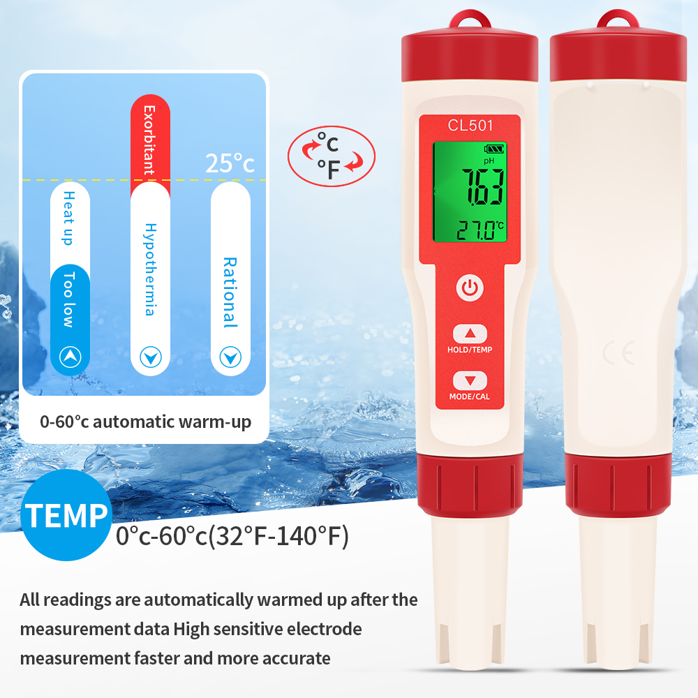 Medidor de temperatura ph/cl2/ - Ph Meter Digital Water Tester avaliação e preço