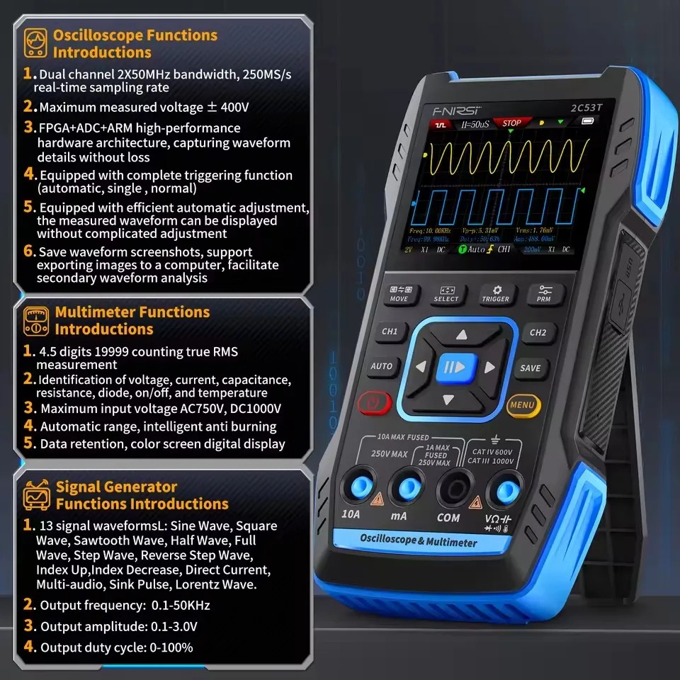 Osciloscópio Multímetro Gerado - Fnirsi Digital Oscilloscope Handheld avaliação e preço