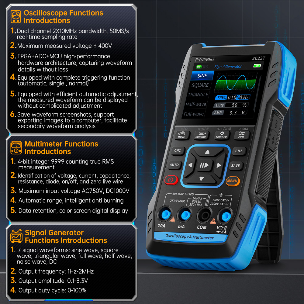 FNIRSI 2C23T Multímetro oscilo - Fnirsi Digital Oscilloscope Handheld avaliação e preço