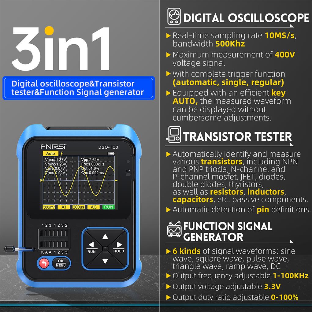 FNIRSI-Mini Osciloscópio Digit - Fnirsi Digital Oscilloscope Handheld avaliação e preço