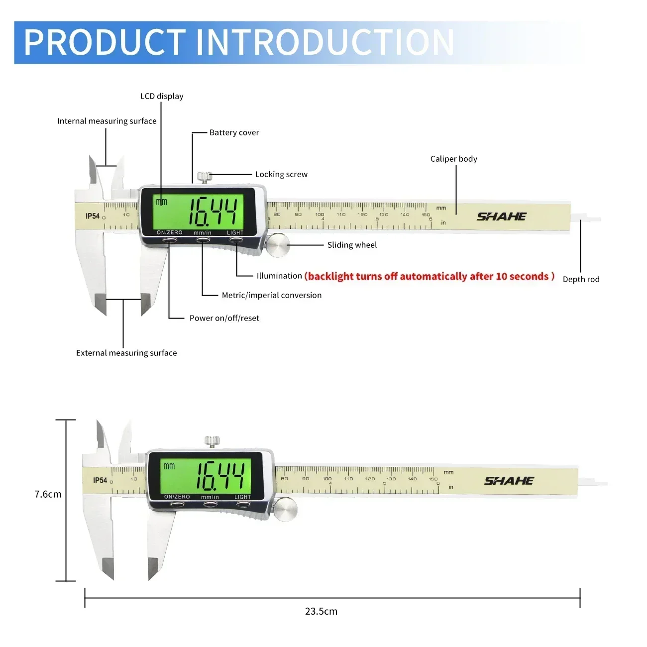 Shahe novo paquímetro digital  - Digital Caliper 150Mm Stainless Steel avaliação e preço